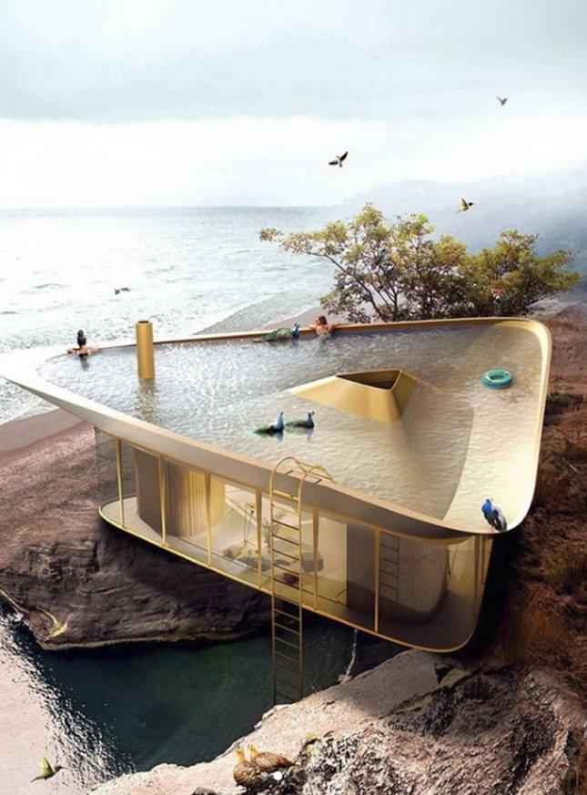 Αρχιτέκτονες έφεραν τα πάνω κάτω – Εφτιαξαν εξοχικό με πισίνα για στέγη [εικόνες]