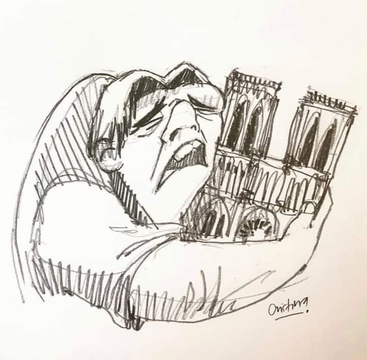 Tο κλάμα του Κουασιμόδου με την Παναγία των Παρισίων αγκαλιά -Το σκίτσο που έγινε viral