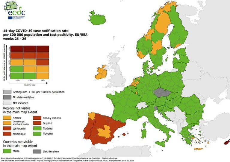 Χάρτες ECDC: Παραμένει στο “πράσινο” η Κέρκυρα