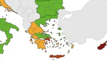 ECDC: Ο επιδημιολογικός χάρτης της Ελλάδας – «Κίτρινη» η Κέρκυρα